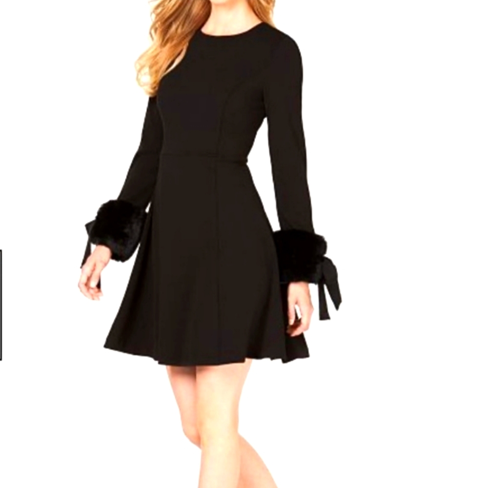 Calvin Klein Faux Fur Fit and Flare Dress NWT size 6